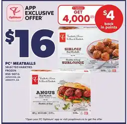 Loblaws PC MEATBALLS SELECTED VARIETIES FROZEN offer
