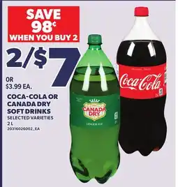 Loblaws COCA-COLA OR CANADA DRY SOFT DRINKS, 2 L offer