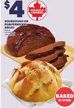 Loblaws SOURDOUGH OR PUMPERNICKEL BREAD, 675 G offer