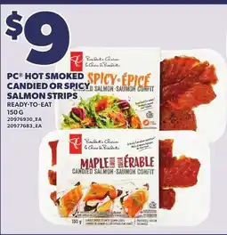 Loblaws PC HOT SMOKED CANDIED OR SPICY SALMON STRIPS offer