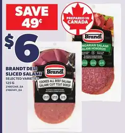 Loblaws BRANDT DELI SLICED SALAMI, 125 G offer