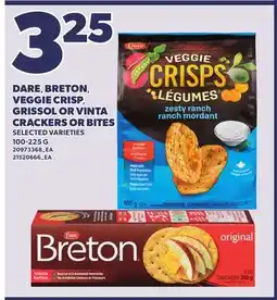 Loblaws DARE, BRETON, VEGGIE CRISP, GRISSOL OR VINTA CRACKERS OR BITES, 100-225 G offer