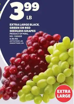Loblaws EXTRA LARGE BLACK GREEN OR RED SEEDLESS GRAPES offer