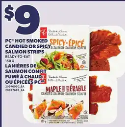 Independent Grocer PC HOT SMOKED CANDIED OR SPICY SALMON STRIPS, 150 G offer