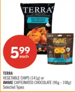 Shoppers Drug Mart TERRA VEGETABLE CHIPS (141g) or AWAKE CAFFEINATED CHOCOLATE (96g - 108g) offer