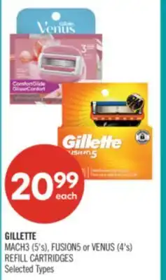 Shoppers Drug Mart GILLETTE MACH3 (5's), FUSION5 or VENUS (4's) REFILL CARTRIDGES offer