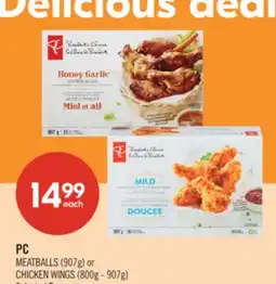 Shoppers Drug Mart PC MEATBALLS (907g) or CHICKEN WINGS (800g - 907g) offer
