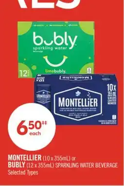 Shoppers Drug Mart MONTELLIER (10 x 355mL) or BUBLY (12 x 355mL) SPARKLING WATER BEVERAGE offer