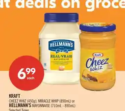 Shoppers Drug Mart KRAFT CHEEZ WHIZ (450g), MIRACLE WHIP (890mL) or HELLMANN'S MAYONNAISE (710mL - 890mL) offer