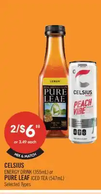 Shoppers Drug Mart CELSIUS ENERGY DRINK (355mL) or PURE LEAF ICED TEA (547mL) offer