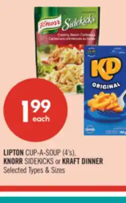 Shoppers Drug Mart LIPTON CUP-A SOUP (4s) KNORR SIDEKICKS or KRAFT DINNER offer