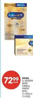 Shoppers Drug Mart ENFAMIL A+ NEUROPRO INFANT FORMULA POWDER REFILL (2 x 445g) or (2 x 862g) offer