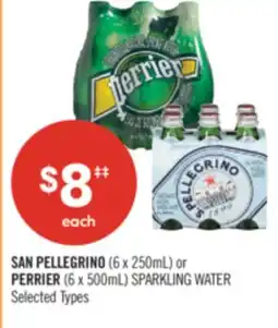 Shoppers Drug Mart SAN PELLEGRINO (6 x 250mL) or PERRIER (6 x 500mL) SPARKLING WATER offer