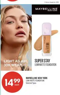 Shoppers Drug Mart MAYBELLINE NEW YORK LUMI-MATTE FOUNDATION offer