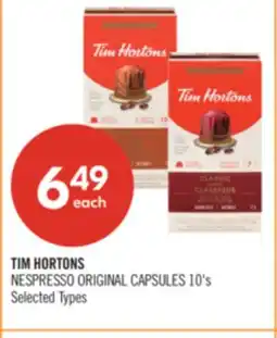 Shoppers Drug Mart TIM HORTONS NESPRESSO ORIGINAL CAPSULES 10's offer