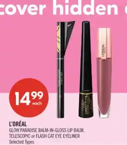 Shoppers Drug Mart L'ORÉAL GLOW PARADISE BALM-IN-GLOSS LIP BALM, TELESCOPIC or FLASH CAT EYE EYELINER offer