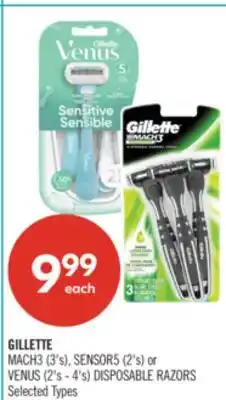 Shoppers Drug Mart GILLETTE MACH3 (3's), SENSOR5 (2's) or VENUS (2's - 4's) DISPOSABLE RAZORS offer