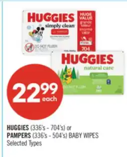 Shoppers Drug Mart HUGGIES (336's - 704's) or PAMPERS (336's - 504's) BABY WIPES offer