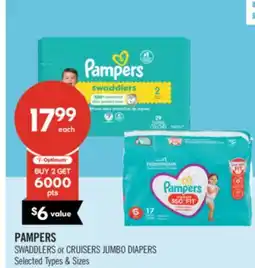Shoppers Drug Mart PAMPERS SWADDDLERS or CRUISERS JUMBO DIAPERS offer
