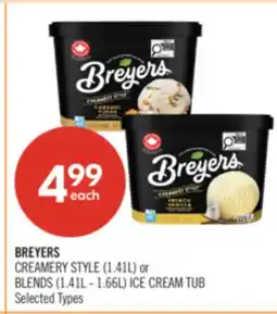 Shoppers Drug Mart BREYERS CREAMERY STYLE (1.41L) or BLENDS (1.41L - 1.66L) ICE CREAM TUB offer