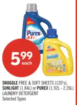 Shoppers Drug Mart SNUGGLE FREE & SOFT SHEETS (120s), SUNLIGHT (1.84L) or PUREX (1.92L-2.26L) LAUNDRY DETERGENT offer