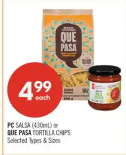 Shoppers Drug Mart PC SALSA (430mL) or QUE PASA TORTILLA CHIPS offer