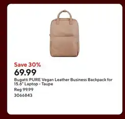 Staples Bugatti PURE Vegan Leather Business Backpack for 15.6 Laptop - Taupe offer