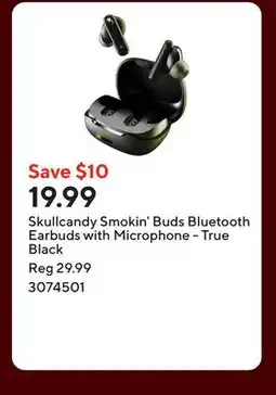 Staples Skullcandy Smokin' Buds Bluetooth Earbuds with Microphone - True Black offer