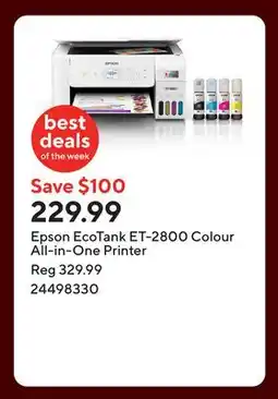 Staples Epson EcoTank ET-2800 Colour All-in-One Printer offer