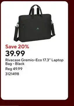 Staples Rivacase Gremio-Eco 17.3 Laptop Bag - Black offer