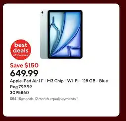 Staples Apple iPad Air 11 - M3 Chip - Wi-Fi - 128 GB - Blue offer