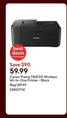 Staples Canon Pixma TR4720 Wireless All-In-One Printer - Black offer