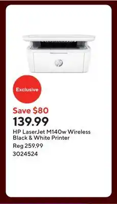 Staples HP LaserJet M140w Wireless Black & White Printer offer