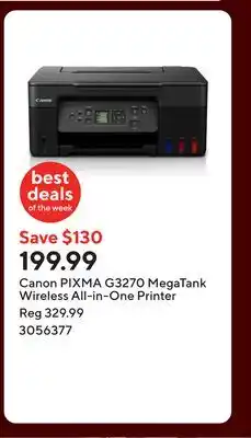Staples Canon PIXMA G3270 MegaTank Wireless All-in-One Printer offer