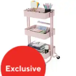 Staples Simply 3-Tier Rolling Card Pink offer