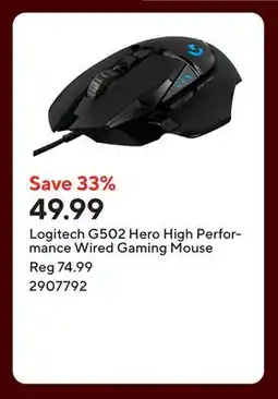 Staples Logitech G502 Hero High Performance Wired Gaming Mouse offer