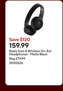 Staples Beats Solo 4 Wireless On-Ear Headphones - Matte Black offer