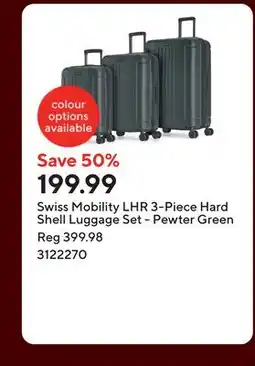 Staples Swiss Mobility LHR 3-Piece Hard Shell Luggage Set - Pewter Green offer