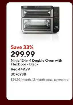 Staples Ninja 12-in-1 Double Oven with FlexDoor - Black offer