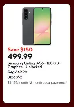 Staples Samsung Galaxy A56 - 128 GB - Graphite - Unlocked offer