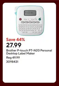 Staples Brother P-touch PT-N20 Personal Desktop Label Maker offer