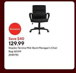 Staples Staples Tervina Mid-Back Manager's Chair offer