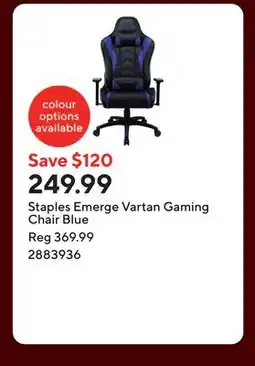 Staples Staples Emerge Vartan Gaming Chair Blue offer