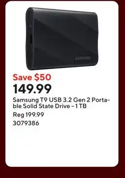 Staples Samsung T9 USB 3.2 Gen 2 Portable Solid State Drive - 1 TB offer