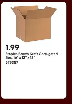 Staples Staples Brown Kraft Corrugated Box, 16 x 12 x 12 offer