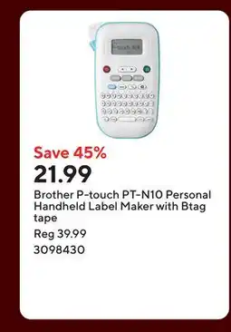 Staples Brother P-touch PT-N10 Personal Handheld Label Maker with Btag tape offer