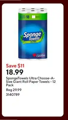 Staples SpongeTowels Ultra Choose-A-Size Giant Roll Paper Towels - 12 Pack offer