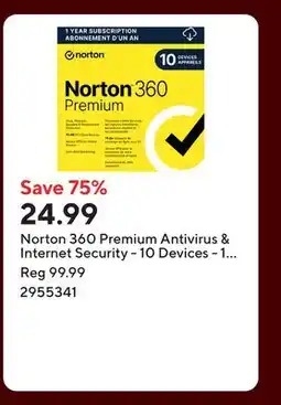 Staples Norton 360 Premium Antivirus & Internet Security - 10 Devices - 1 Year Subscription offer