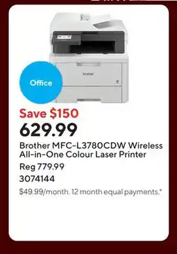 Staples Brother MFC-L3780CDW Wireless All-in-One Colour Laser Printer offer