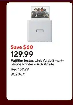 Staples Fujifilm Instax Link Wide Smartphone Printer - Ash White offer